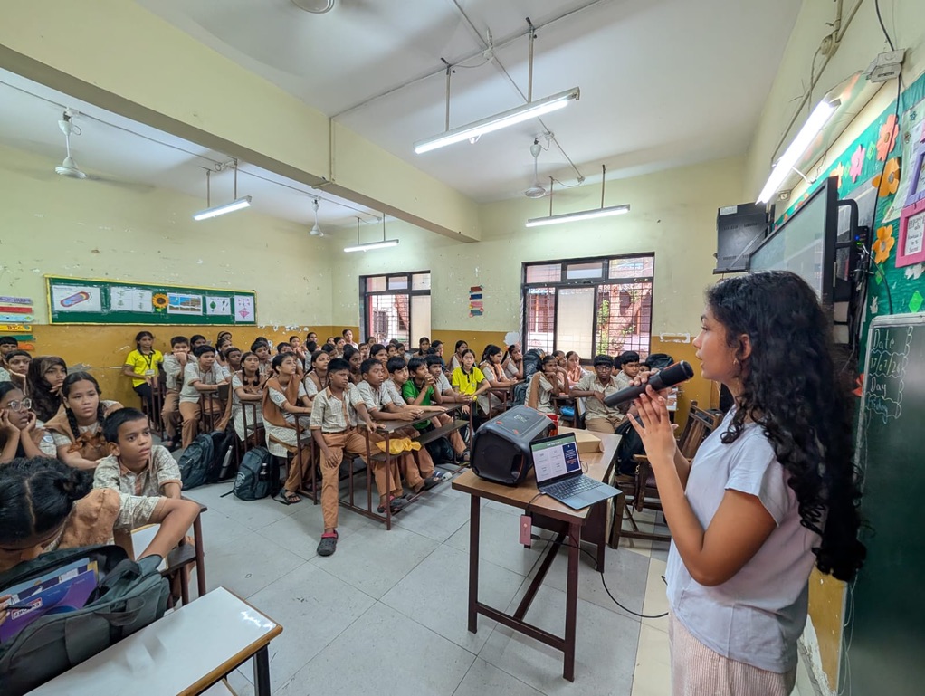 Project Haq leading a classroom session with students